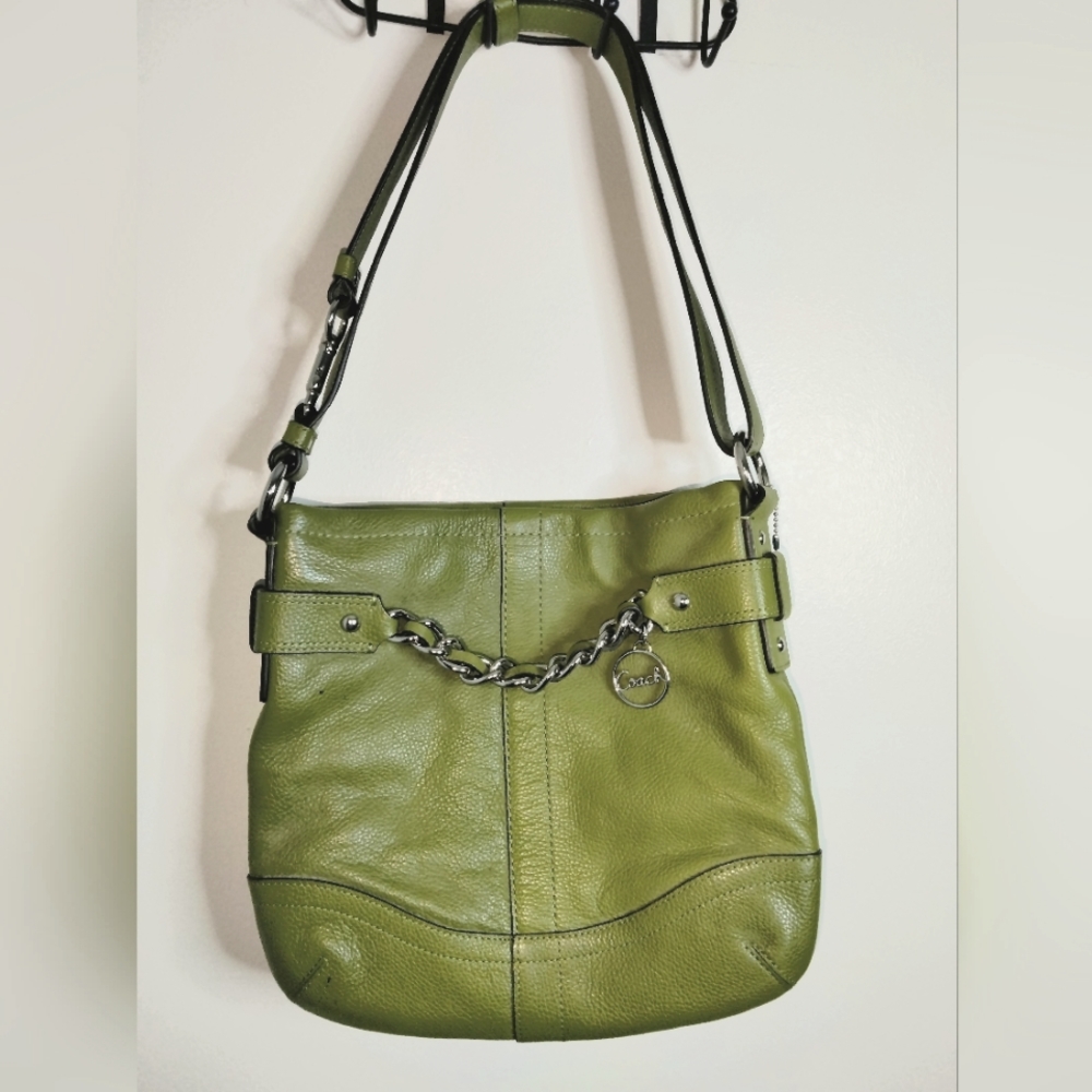 Coach (Green Apple) Pebbled Textured Leather Adjustable Strap Shoulder Bag
